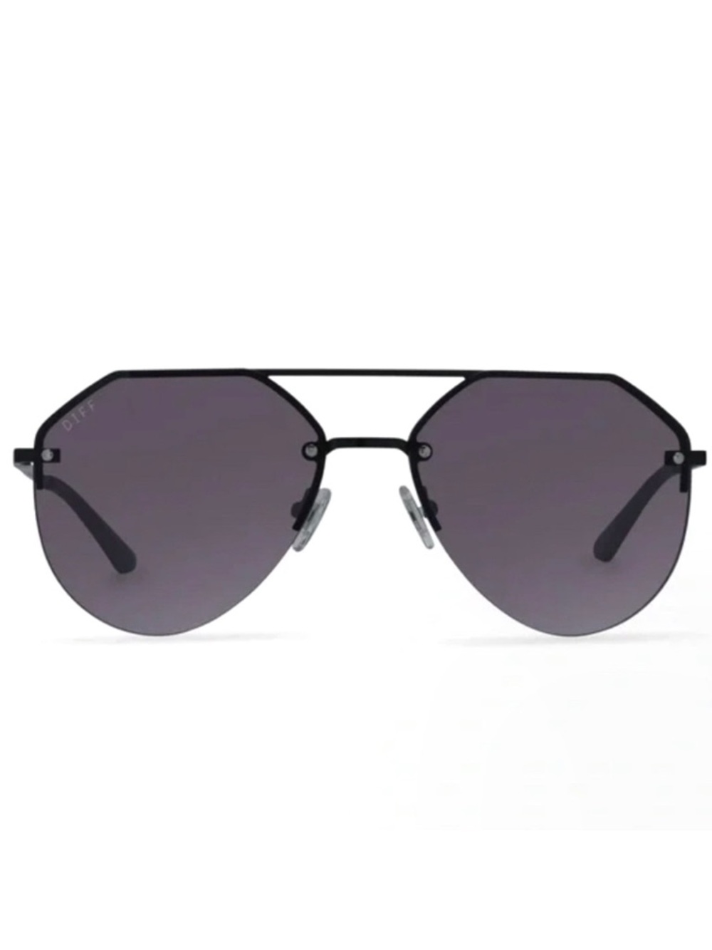 DIFF La Jefa Sunglasses Aviator Black Frame Grey Gradient Lens Robin Arzon NIB